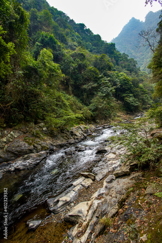 The scenery of mountain streams and streams in Longsheng  Guilin  Guangxi