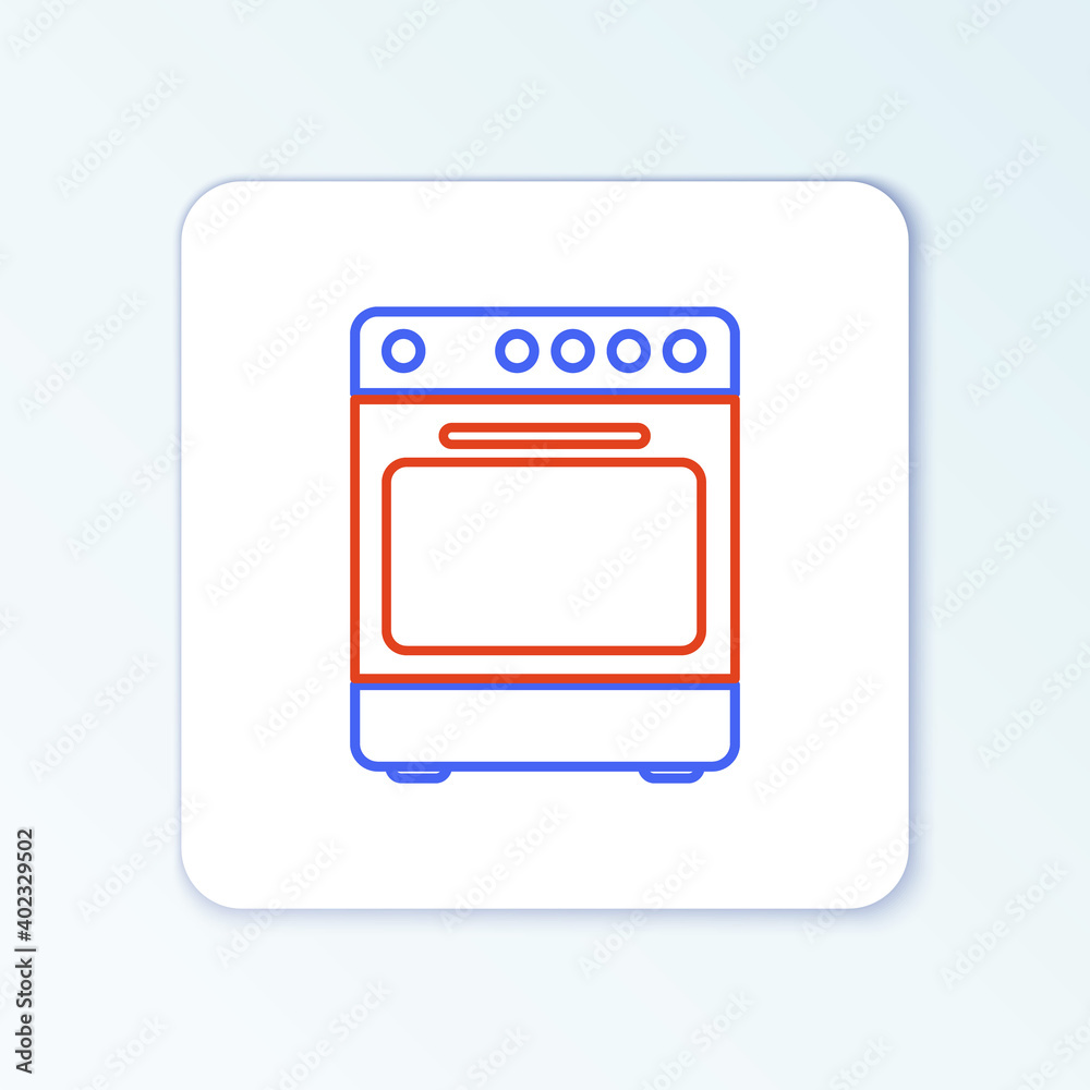 Line Oven icon isolated on white background. Stove gas oven sign. Colorful outline concept. Vector. Line Oven icon isolated on white background. Stove gas oven sign. Colorful outline concept. Vector.