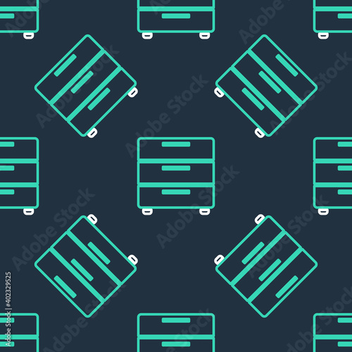 Line Furniture nightstand icon isolated seamless pattern on black background. Vector.