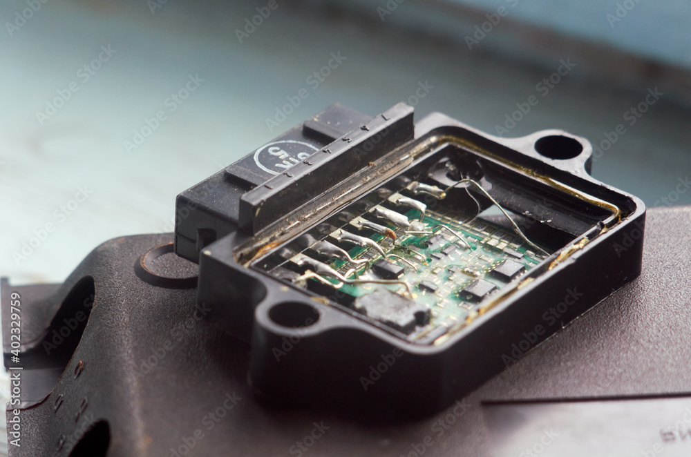 Disassembled car ignition system switch