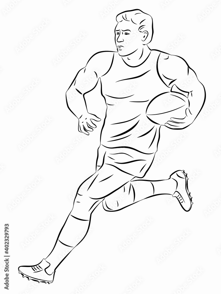 illustration of a rugby player, vector draw