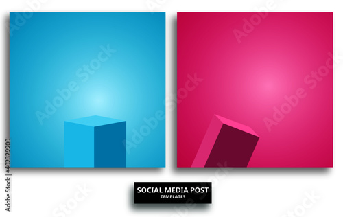 Social media post template with a design element and trendy gradient colors. 