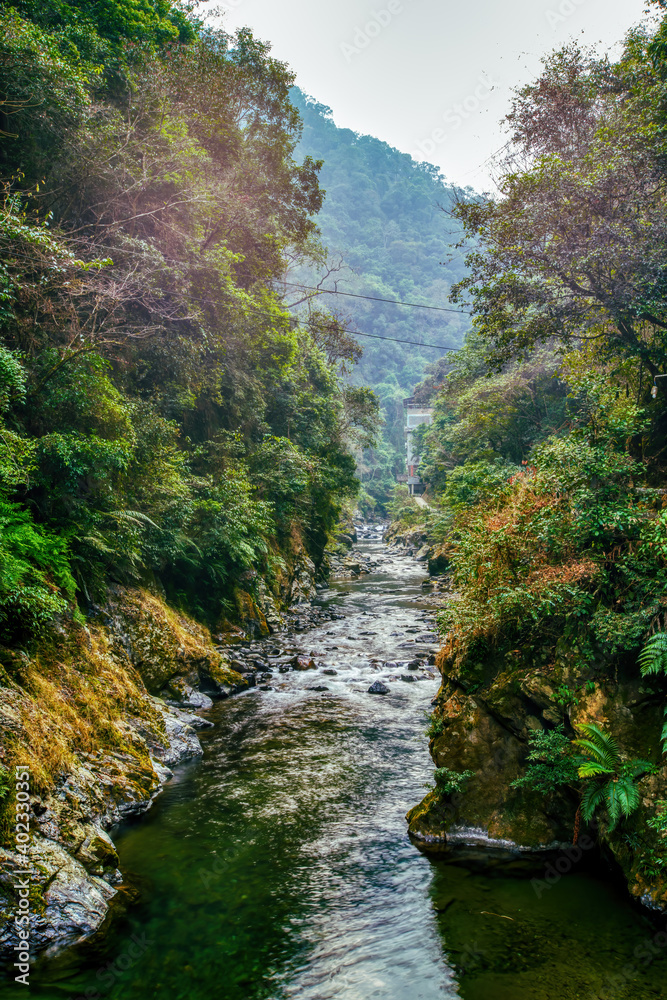 The scenery of mountain streams and streams in Longsheng, Guilin, Guangxi The scenery of mountain streams and streams in Longsheng, Guilin, Guangxi