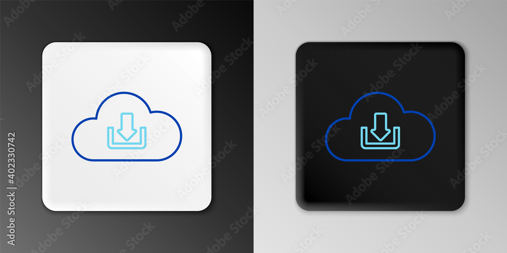 Line Cloud download icon isolated on grey background. Colorful outline concept. Vector.