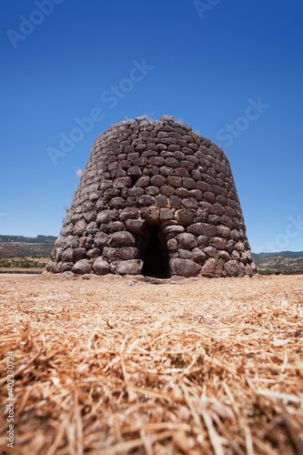 Nuraghe the main type of ancient megalithic edifice, symbol of Sardinia, Italy, Europe.
