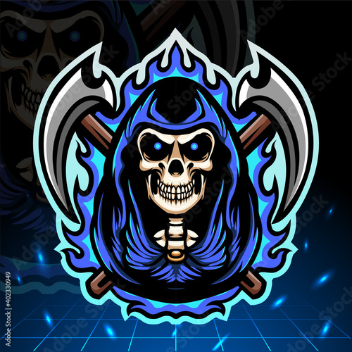 Grim reaper head mascot. esport logo design