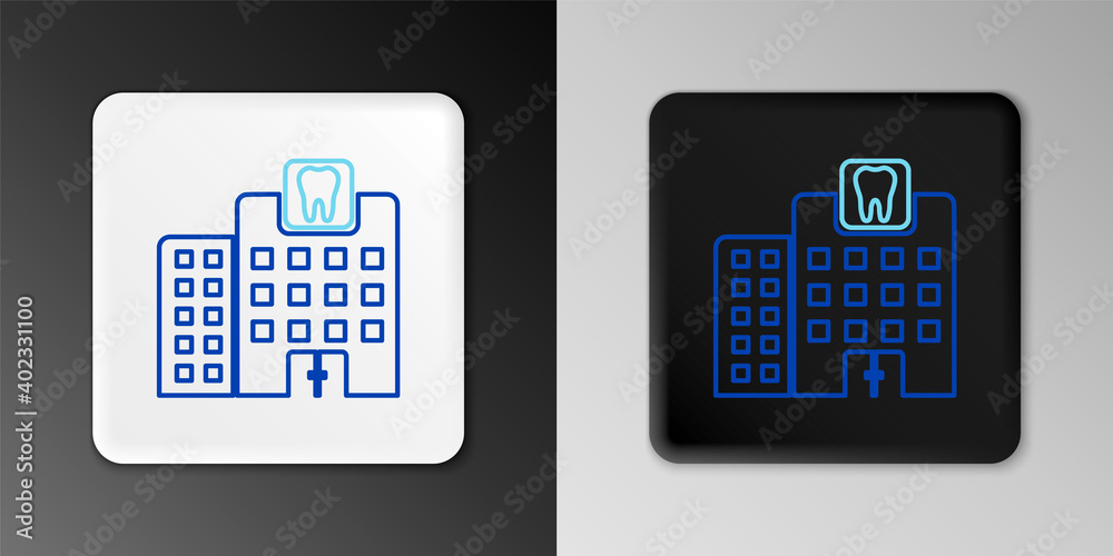 Line Dental clinic icon isolated on grey background. Dentistry center symbol. Colorful outline concept. Vector. Line Dental clinic icon isolated on grey background. Dentistry center symbol. Colorful outline concept. Vector.