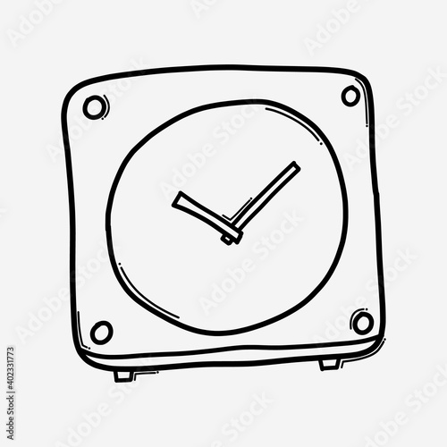 Clock doodle vector icon. Drawing sketch illustration hand drawn line eps10