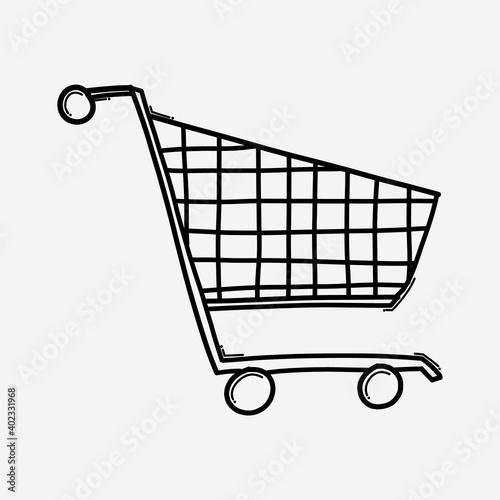 Shopping cart doodle vector icon. Drawing sketch illustration hand drawn line eps10