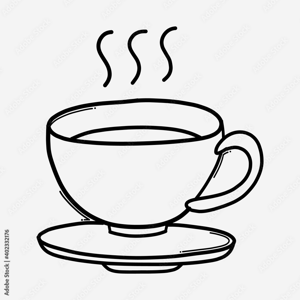 Coffee cup doodle vector icon. Drawing sketch illustration hand drawn line eps10 Coffee cup doodle vector icon. Drawing sketch illustration hand drawn line eps10