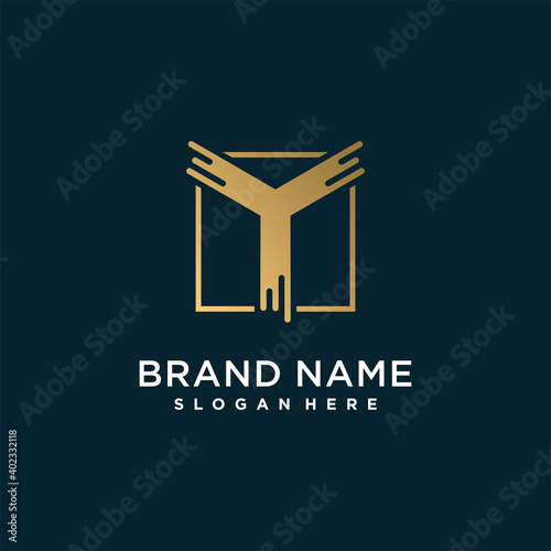 Golden initial letter Y logo design template for company or person Premium Vector part 8