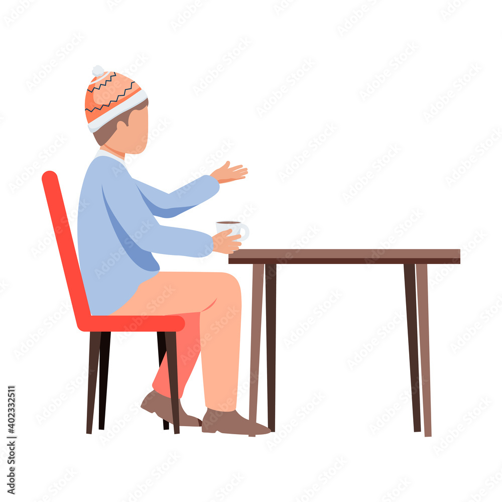 Fototapeta premium Man Drinking Tea Vector Illustration