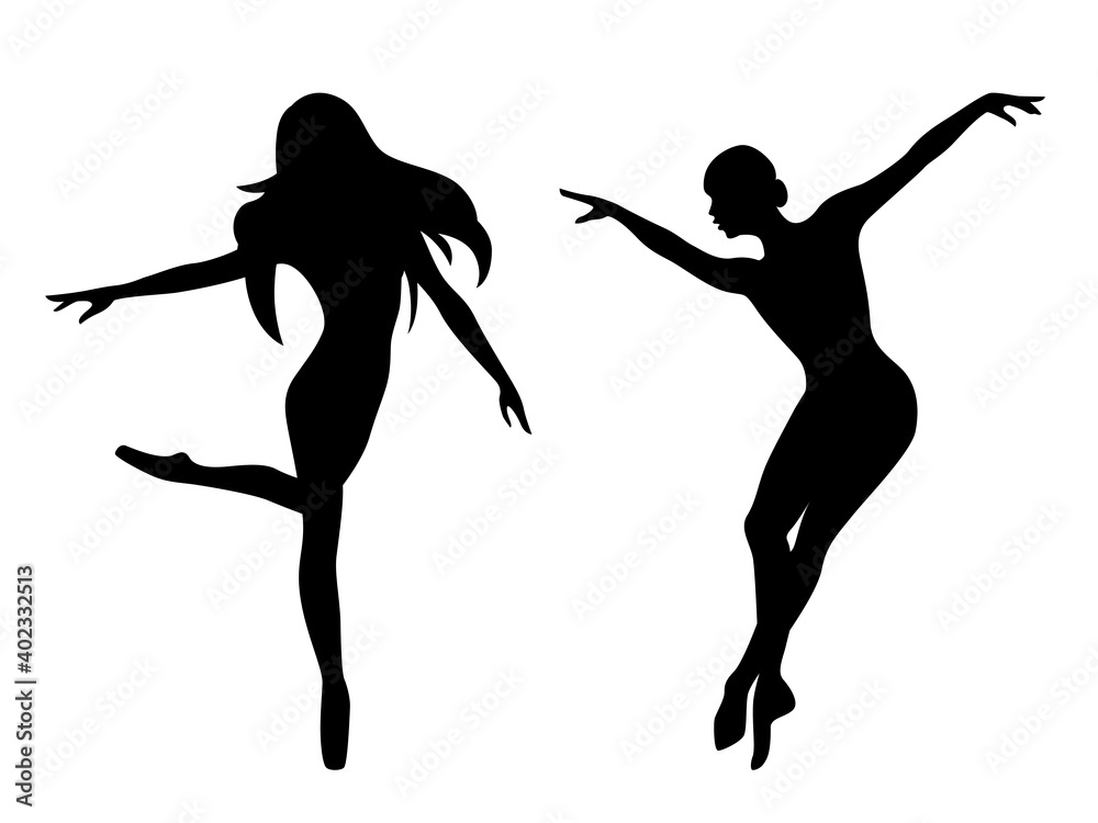 Abstract two silhouettes of dancer