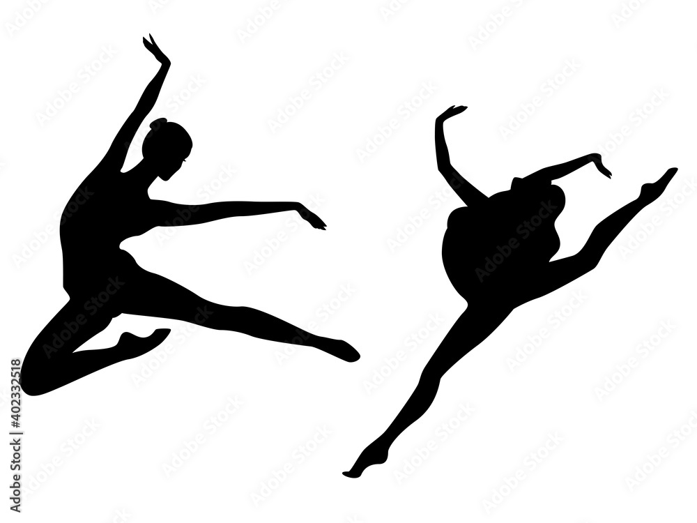 Abstract silhouettes of ladies dancer