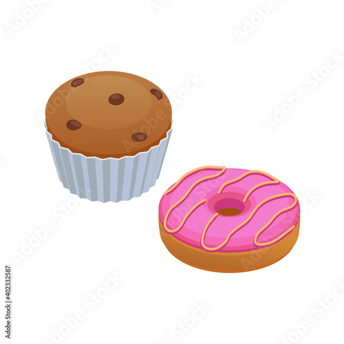 Baked Desserts Vector Illustration