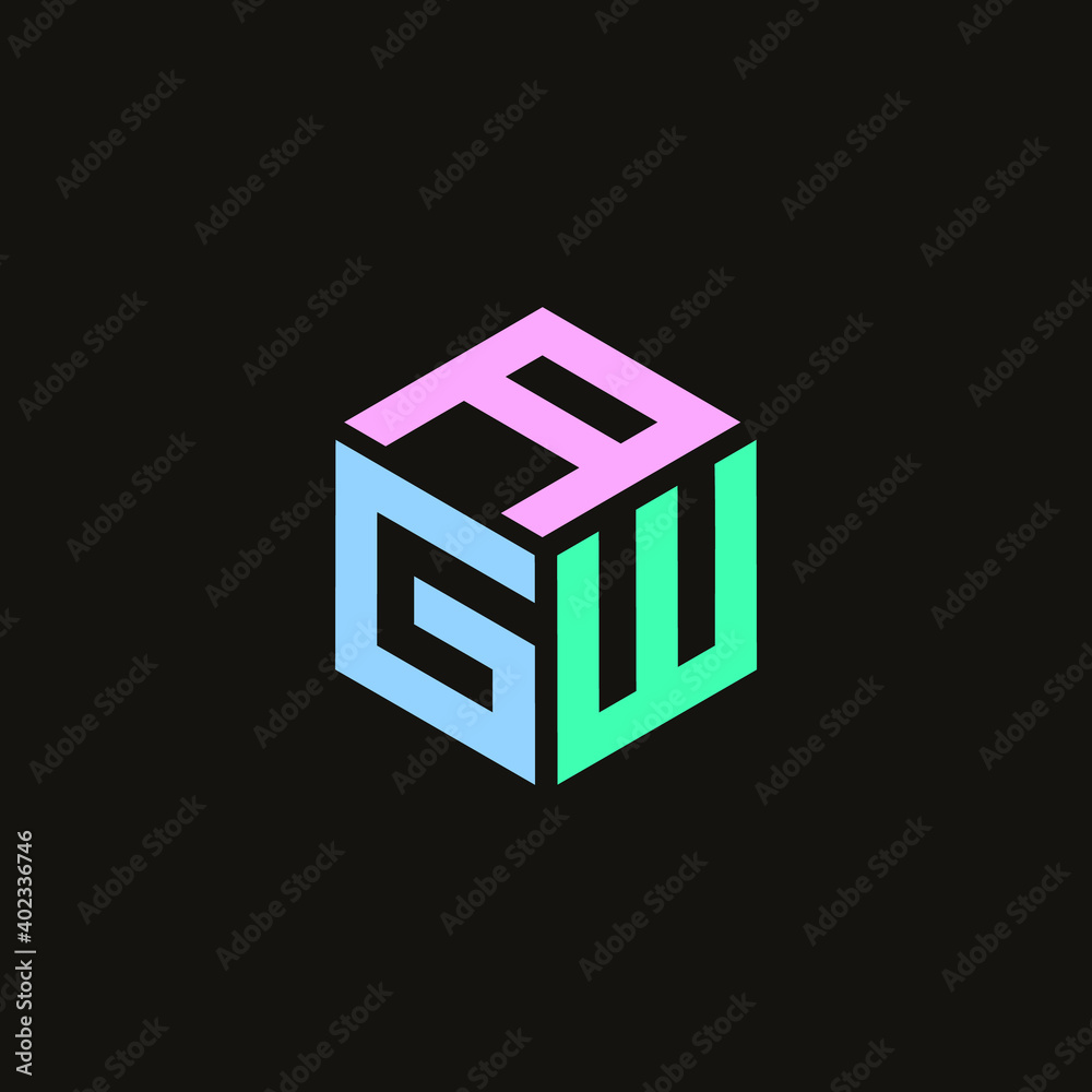 Hexagon logo. AGW vector font design Hexagon logo. AGW vector font design
