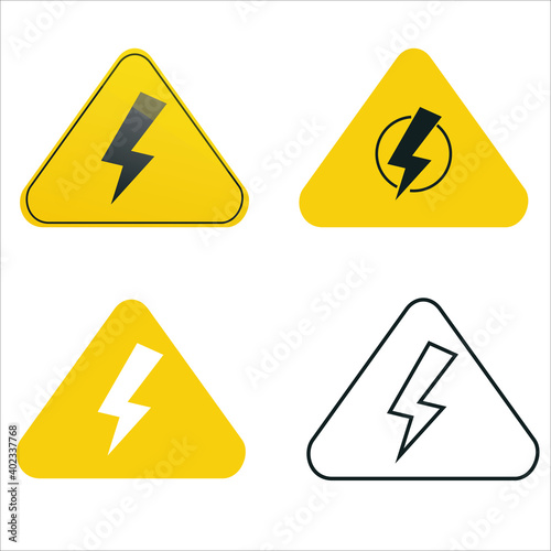 High voltage sign  electricity symbol yellow warning vector