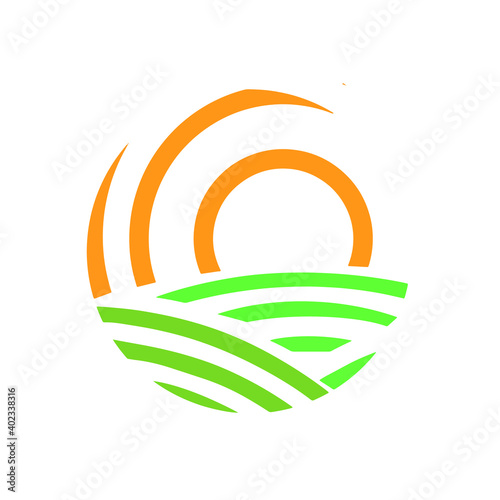 Geometric round logo sun field and leaf gradient