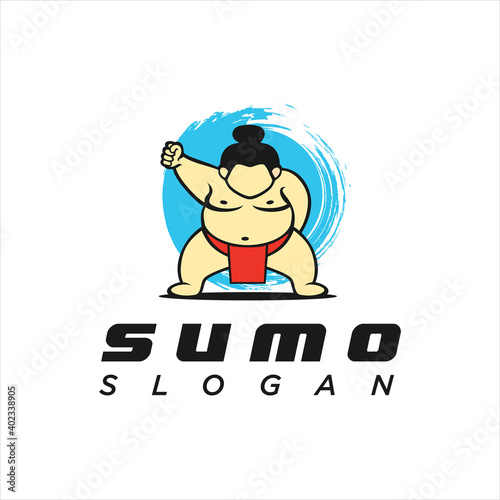 Sumo wrestler Logo sign. Fat, overweight man. Traditional sport of Japan. Branding Identity Corporate vector logo design Flat Style 