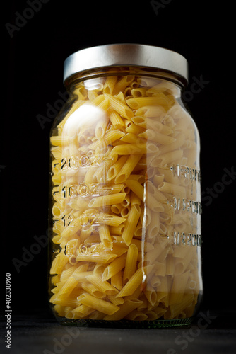 Macaroni in a glass jar