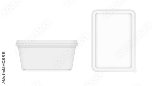 White Container For Margarine Spread Or Butter