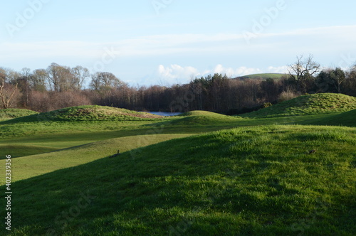 Views across golf courses at Craigtoun, near St Andrews, Fife on a sunny mid December day