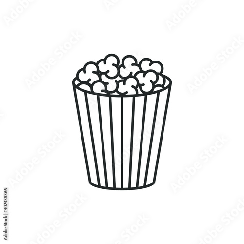 Popcorn line icon isolated on white background. Vector illustration