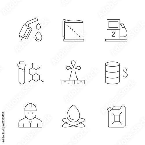 Set line icons of oil industry