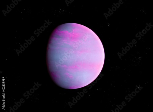Fototapeta Naklejka Na Ścianę i Meble -  Planet in space, super-earth planet, realistic exoplanet 3d render