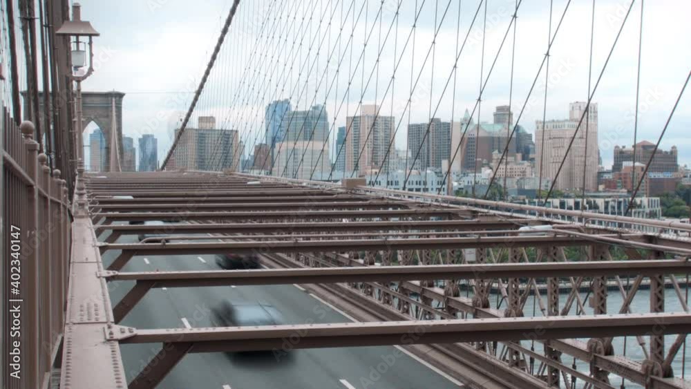 Timelapse Brooklyn Bridge Traffic New York City Cloudy Day Heights Timelapse Brooklyn Bridge Traffic New York City Cloudy Day Heights