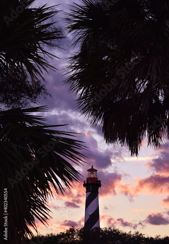 Pastel Colors Sunset Sky at Lighthouse in Saint Augustine Florida Vertical photo