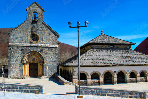 Camino de Santiago. Roncesvalles. Iglesia de Santiago y Silo de Carlomagno. photo