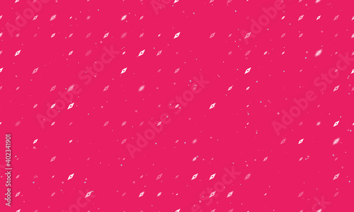 Seamless background pattern of evenly spaced white compass symbols of different sizes and opacity. Vector illustration on pink background with stars © Alexey