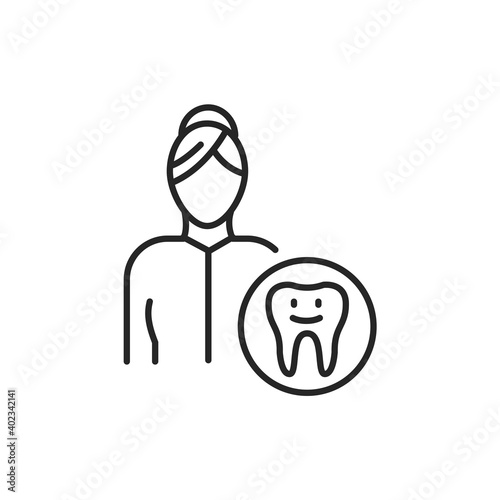 Pediatric dentist color line icon. Pictogram for web page, mobile app, promo.