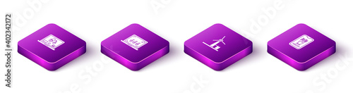 Set Isometric Laptop application for smart farm, Smart farming technology, Wind turbine and control system icon. Vector.