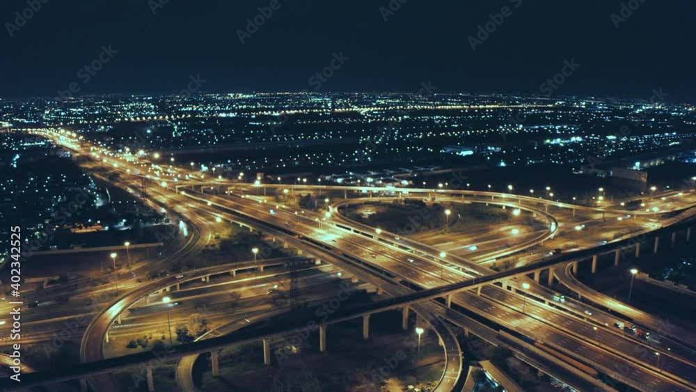 Video 4K Expressway Top View, Circl Road traffic Bangkok Thailand Video 4K Expressway Top View, Circl Road traffic Bangkok Thailand