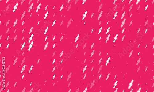 Seamless background pattern of evenly spaced white wristwatch symbols of different sizes and opacity. Vector illustration on pink background with stars