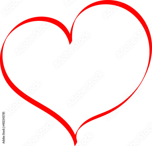 Heart - vector drawing, symbol of love. Red sign and emblem for Valentine's Day, a beautiful template for a card for the wedding.