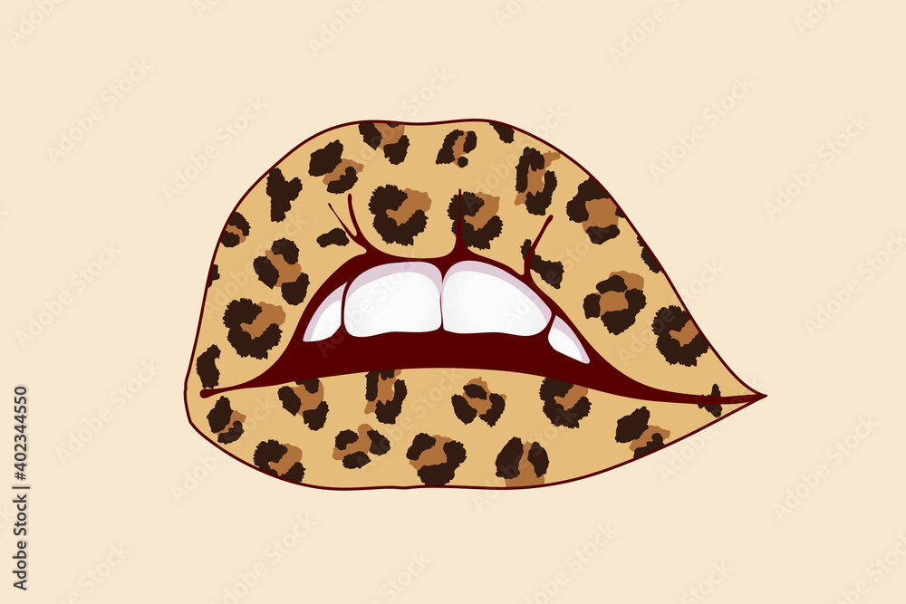 Leopard print lips vector file, cheetah lips design, cutting and
