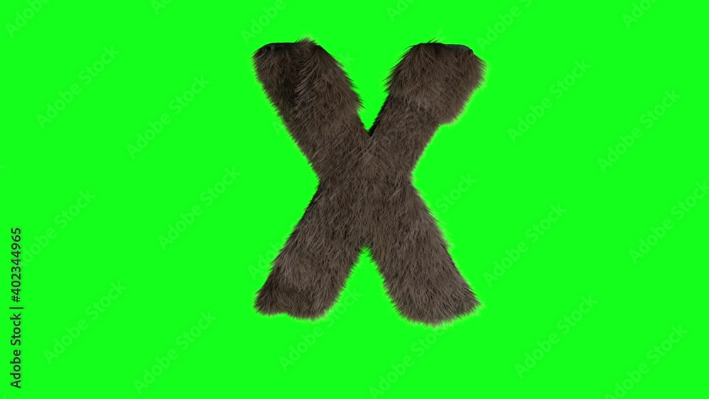 Abstract hairy letter X sign fluffy furry alphabet green screen chroma key animation Abstract hairy letter X sign fluffy furry alphabet green screen chroma key animation