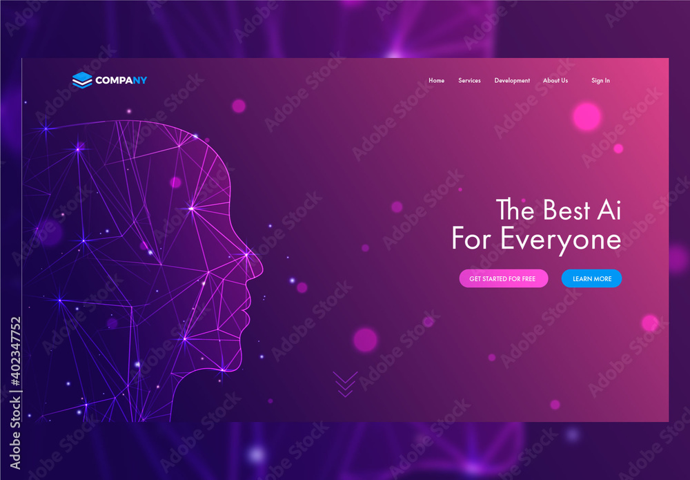 Deep Learning Assistant Website Landing Page Stock Template | Adobe Stock