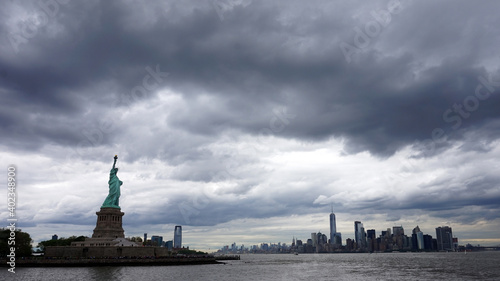 statue of liberty in a cloudy day