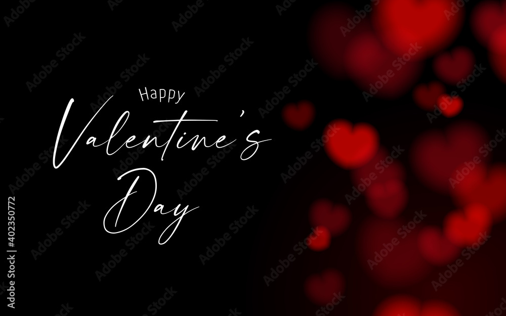 Valentine's card black and dark night background with red bokeh heart shape Valentine's card black and dark night background with red bokeh heart shape