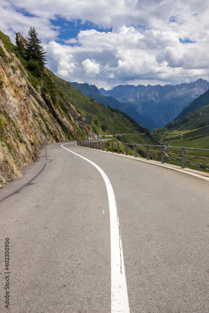 Fototapeta premium High mountain road through the Susten Pass in the Swiss Alps