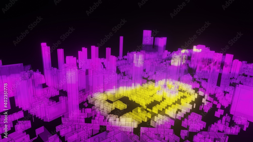 Fototapeta premium Purple cyber night city