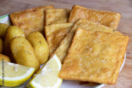 Panelle e crocchè, tipico cibo di strada di Palermo photo