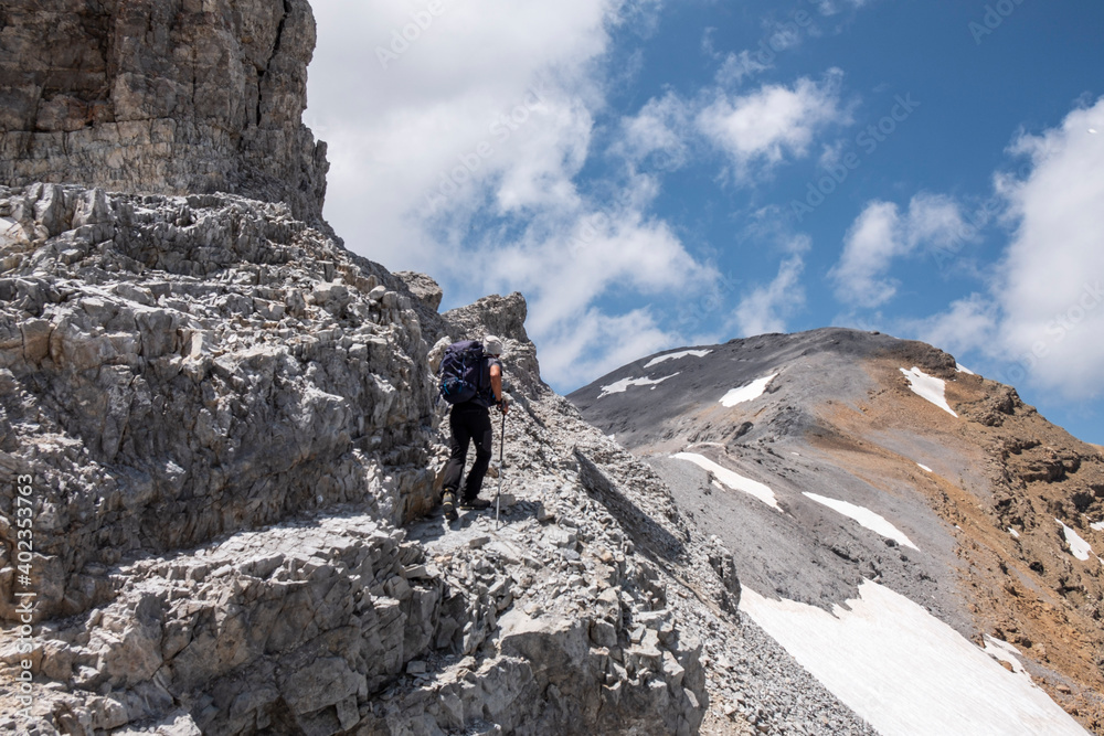 route of ascent to the Taillon, 3144 meters, French Pyrenees, France