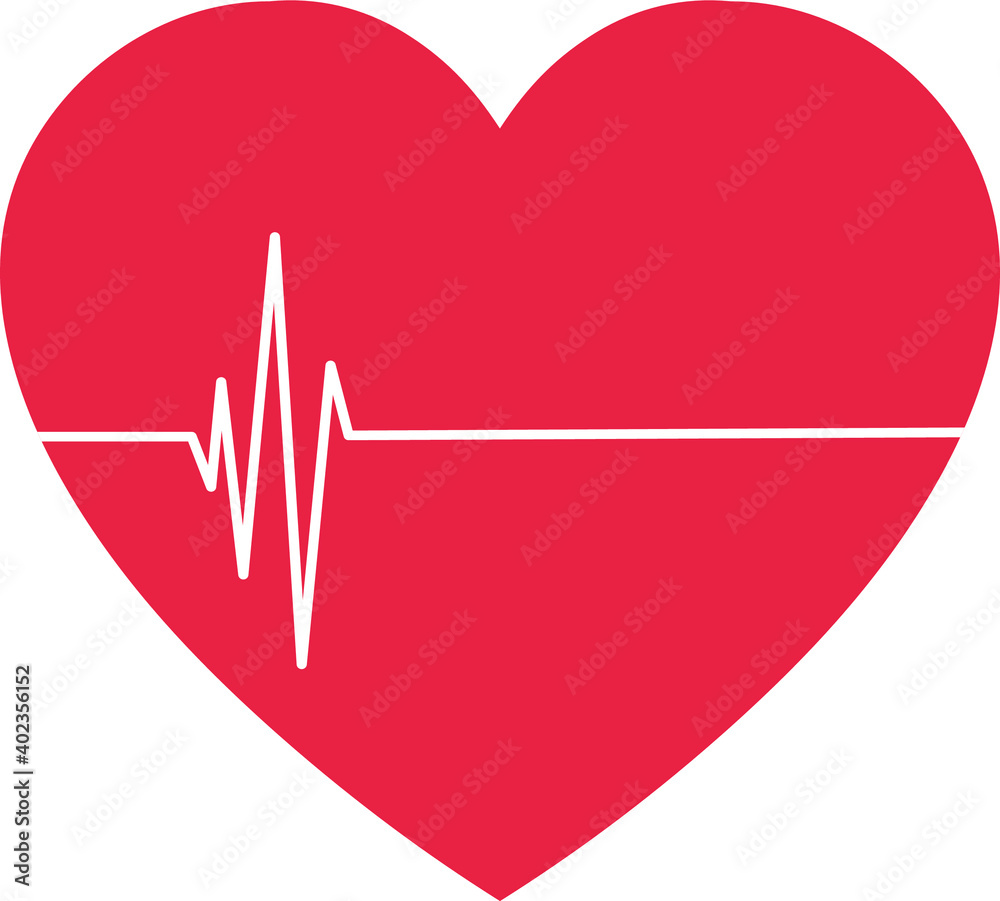 red heart and white heartbeat symbol red heart and white heartbeat symbol