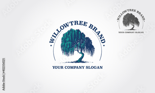 Willow Tree Vector Logo Template.That were created to highlight the organic, natural aspect of our life. This concept could be used for recycling, environment associations, landscape business, etc.