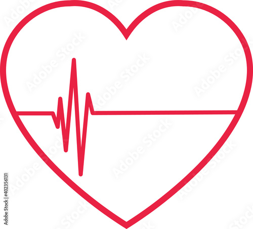 heart with heartbeat red line icon